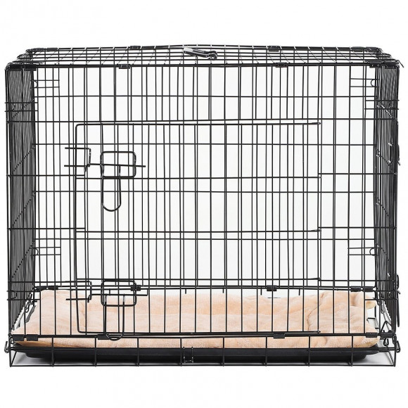 Cage Caisse De Transport Pliante Pour Chien En Métal Noir 106 X 71 X 76 Cm Matelas Fourni