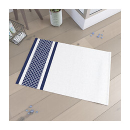 Tapis De Bain 60x90cm 100% Coton - Patchwork Blanc