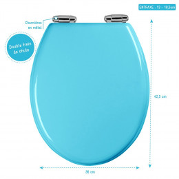 Abattant Wc - Mdf Et Double Frein De Chute - Soft Blue