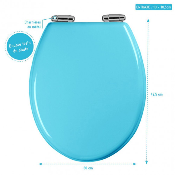 Abattant Wc - Mdf Et Double Frein De Chute - Soft Blue