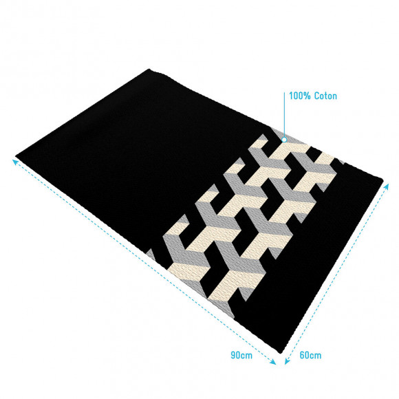 Tapis De Bain 90x60cm Et 100% Coton - Pyramide Noir