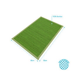 Tapis De Bain 80x50 Cm Antidérapant Et 100% Bambou - Cayenne Vert