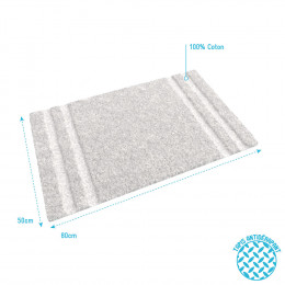 Tapis De Bain 80x50cm Antidérapant Et 100% Coton - Magnific Ecru
