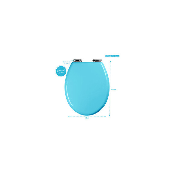 Abattant Wc - Mdf Et Double Frein De Chute - Soft Blue