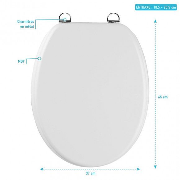 Abattant Pour Wc Blanc Mat - En Mdf Et Charnières En Métal - White Mat