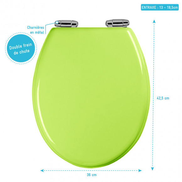 Abattant Wc - Mdf Et Double Frein De Chute - Soft Green