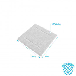 Tapis De Bain 60x60 Antidérapant Et 100% Coton - Veloute Blanc