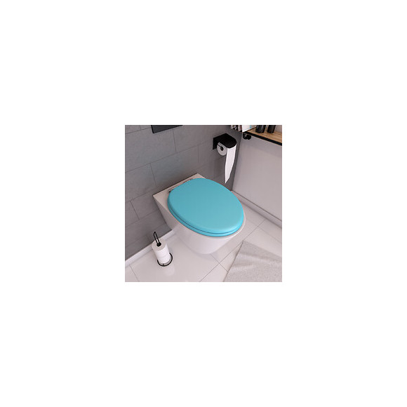 Abattant Wc - Mdf Et Double Frein De Chute - Soft Blue