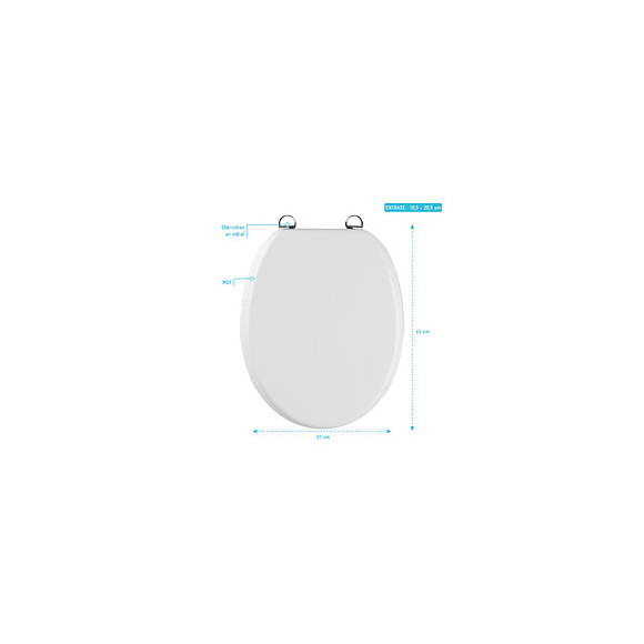 Abattant Pour Wc Blanc Mat - En Mdf Et Charnières En Métal - White Mat