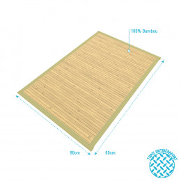 Tapis De Bain 90x60 Cm Antidérapant Et 100% Bambou - Cayenne Naturel