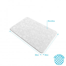 Tapis De Bain 60x90cm Antidérapant Et En Microfibre - Subtil Blanc