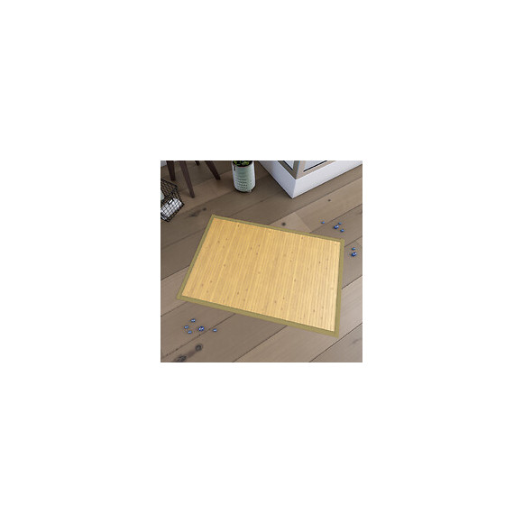 Tapis De Bain 90x60 Cm Antidérapant Et 100% Bambou - Cayenne Naturel