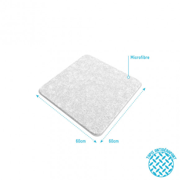 Tapis De Bain 60x60cm Antidérapant Et En Microfibre - Subtil Blanc