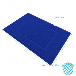 Tapis De Bain 60x90cm Antidérapant Et 100% Coton - Veloute Bleu