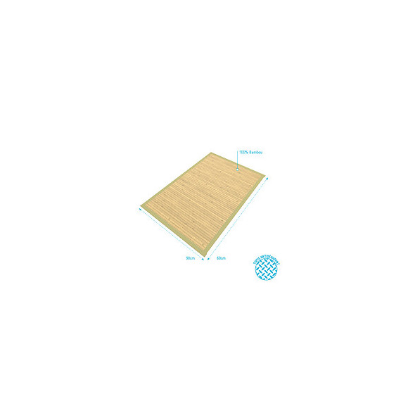 Tapis De Bain 90x60 Cm Antidérapant Et 100% Bambou - Cayenne Naturel