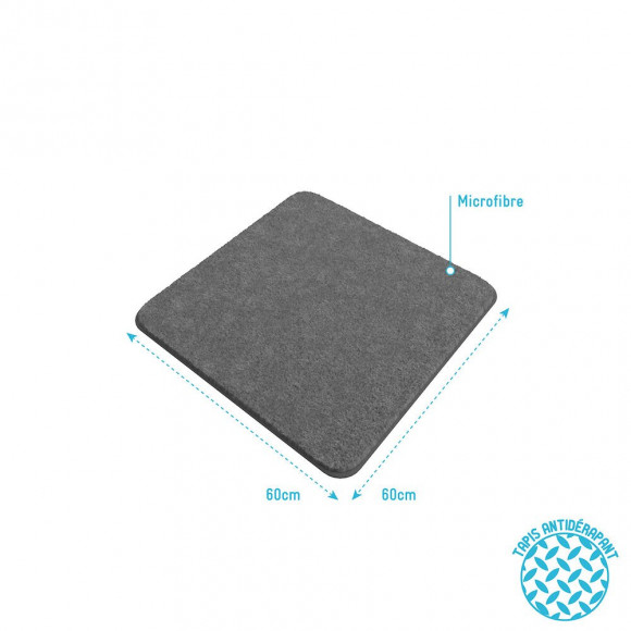 Tapis De Bain 60x60cm Antidérapant Et En Microfibre - Subtil Gris