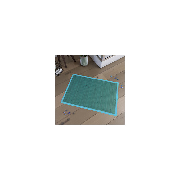 Tapis De Bain 80x50cm Antidérapant Et 100% Bambou - Cayenne Bleu