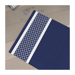 Tapis De Bain 60x90cm 100% Coton - Patchwork Bleu