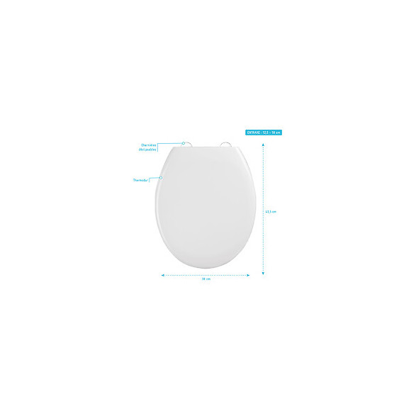 Abattant Pour Wc Blanc - Thermodur Avec Charnières En Plastique Déclipsable - Simple White