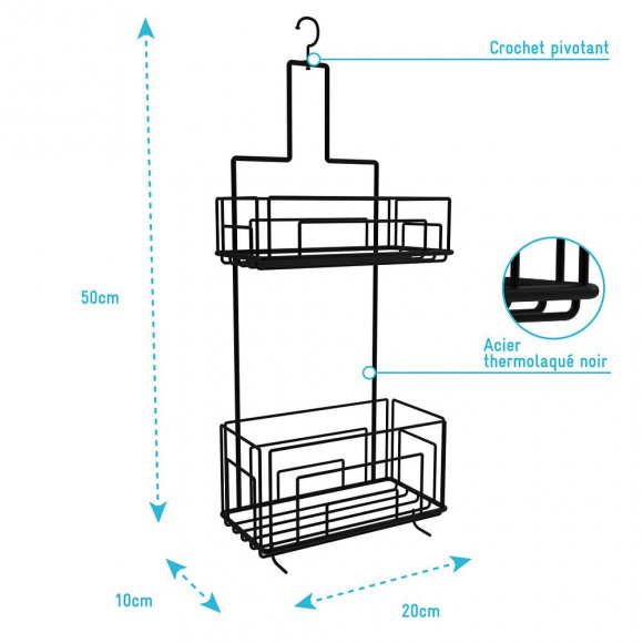 Valet Noir Suspendu 50x20x10 - Mae
