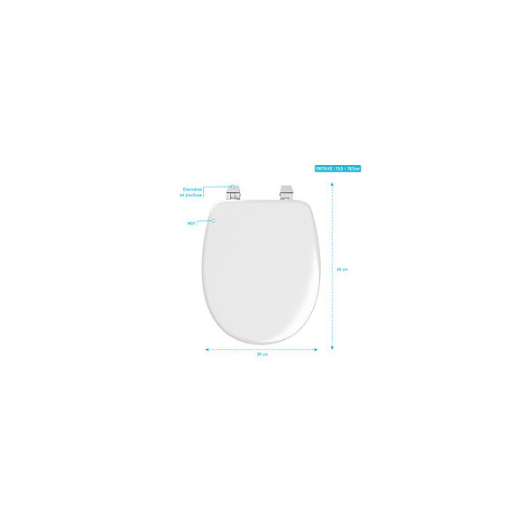 Abattant Pour Wc Blanc - En Plastique Et Charnières En Plastique - Simple White