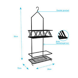 Valet Noir Mat Suspendu 50x20x10 - Eli