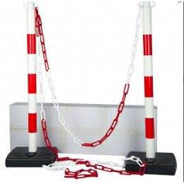 Topcar - Kit 2 Poteaux Pvc Rouge/blanc + 5m De Chaîne R/b - 2000864