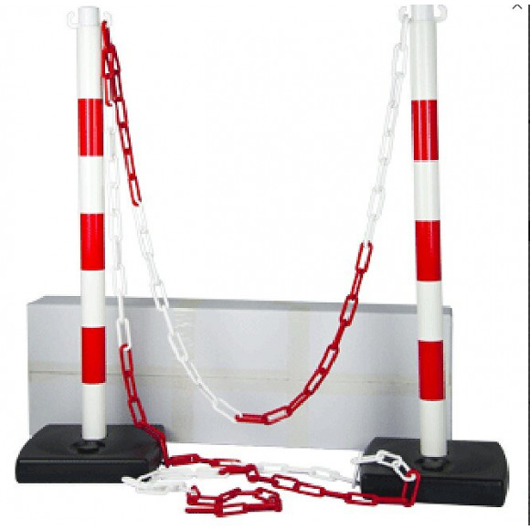 Topcar - Kit 2 Poteaux Pvc Rouge/blanc + 5m De Chaîne R/b - 2000864