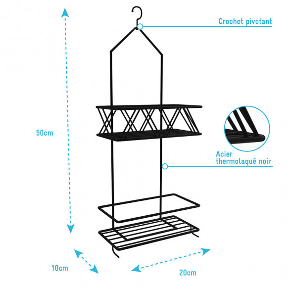 Valet Noir Mat Suspendu 50x20x10 - Eli