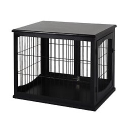 Cage Pour Chien Animaux Cage En Bois Mdf Classe E1 3 Portes Verrouillables Max. 30 Kg Dim. 81l X 58l X 66h Cm Noir
