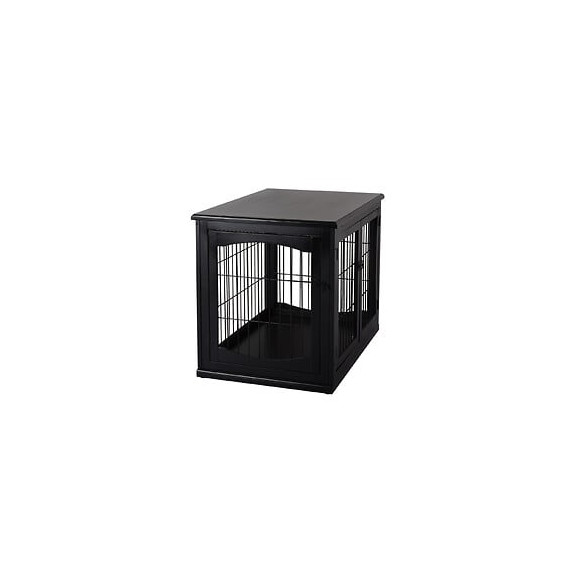 Cage Pour Chien Animaux Cage En Bois Mdf Classe E1 3 Portes Verrouillables Max. 30 Kg Dim. 81l X 58l X 66h Cm Noir