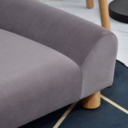 Canapé Chien Lit Pour Chien Design Dossier Oreilles Pieds Bois Massif Dim. 63 X 43 X 31 Cm Velours Gris