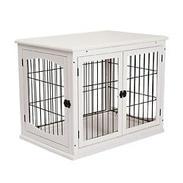 Cage Pour Chien Animaux Cage En Bois Mdf Classe E1 3 Portes Verrouillables Max. 30 Kg Dim. 81l X 58l X 66h Cm Blanc Noir