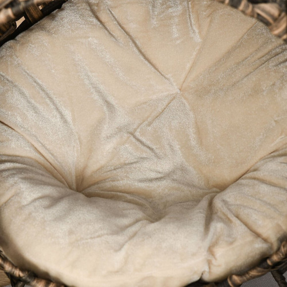 Panier Chat Lit Chat Cosy Grand Confort Dim. Ø 52 X 58h Cm Coussin Moelleux Inclus Résine Tressée Imitation Rotin Chocolat