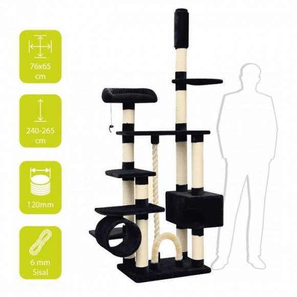 Ebi Griffoir Comforttree Kingdom 76 X 56 X 240 Cm - 53,5 Kg - Noir - Pour Chat