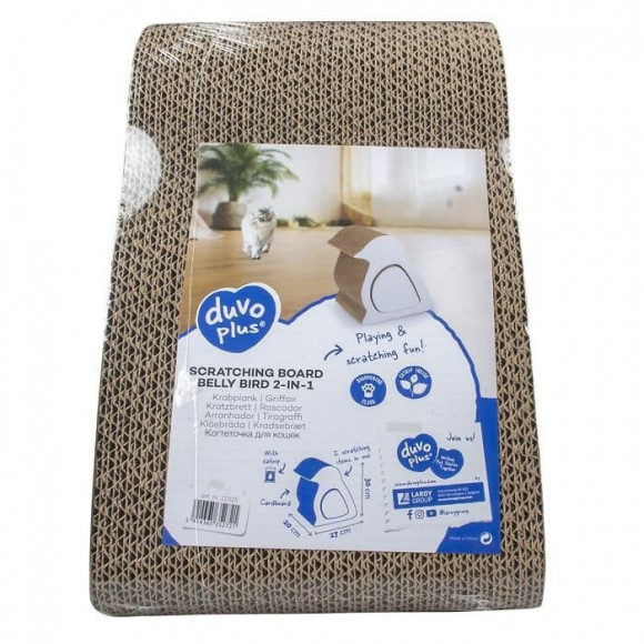 Duvo+ Griffoir Belly Bird 2 En 1 - 27 X 20 X 30 Cm - 0,98 Kg - Blanc - Pour Chat