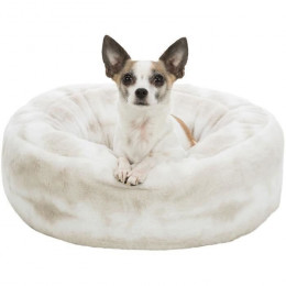 Trixie Lit Nelli Rond - O 50 Cm - Blanc Et Taupe - Pour Chien
