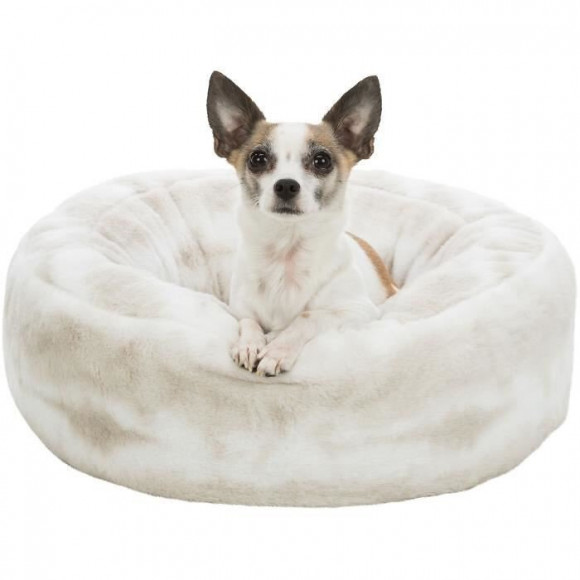 Trixie Lit Nelli Rond - O 50 Cm - Blanc Et Taupe - Pour Chien