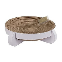 Corbeille Griffoir Platinum 35x35x10cm, Avec Catnip, Blanc