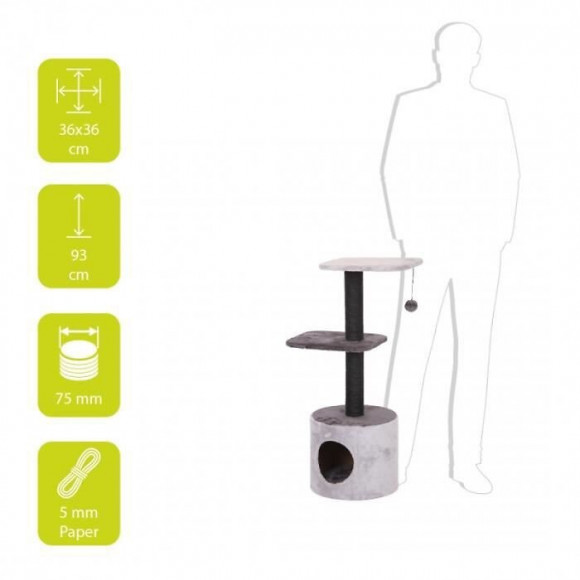 Ebi Griffoir Trend Birch 36 X 36 X 93 Cm - 5,1 Kg - Gris - Pour Chat