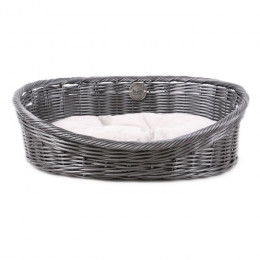 D+d Lit Rustique Pour Chiens Avec Coussin S Rotin Gris