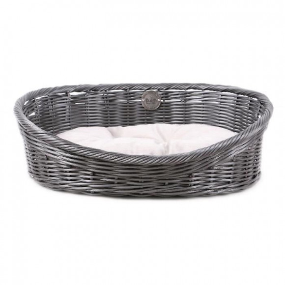 D+d Lit Rustique Pour Chiens Avec Coussin S Rotin Gris