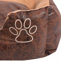Lit Pour Chiens Avec Coussin Cuir Artificiel Pu Taille S Marron - Brun