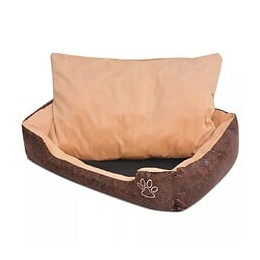 Lit Pour Chiens Avec Coussin Cuir Artificiel Pu Taille S Marron - Brun