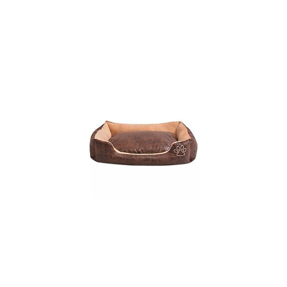 Lit Pour Chiens Avec Coussin Cuir Artificiel Pu Taille S Marron - Brun
