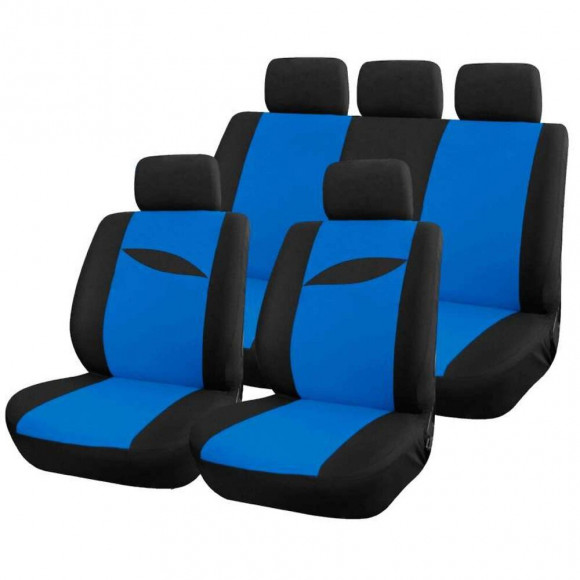 Housse Auto Bleue Universelle 9 Pcs