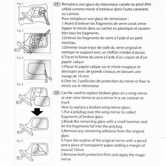 Miroir Découpable Adhésif Pour Rétroviseur.