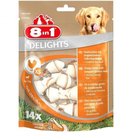 8in1 Friandise Os A Macher Delight - Garni De Poulet - 14 Pieces - Pour Chien De 2 A 12 Kg