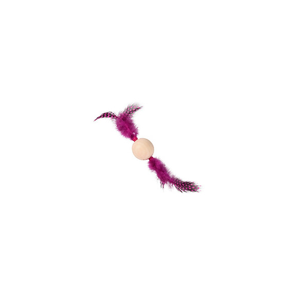 Jouet 1 Balle En Bois Avec Plume. 13 X 4 Cm. Jouet Pour Chat. Couleur Aléatoire. - Flamingo Pet Products - Fl-561066