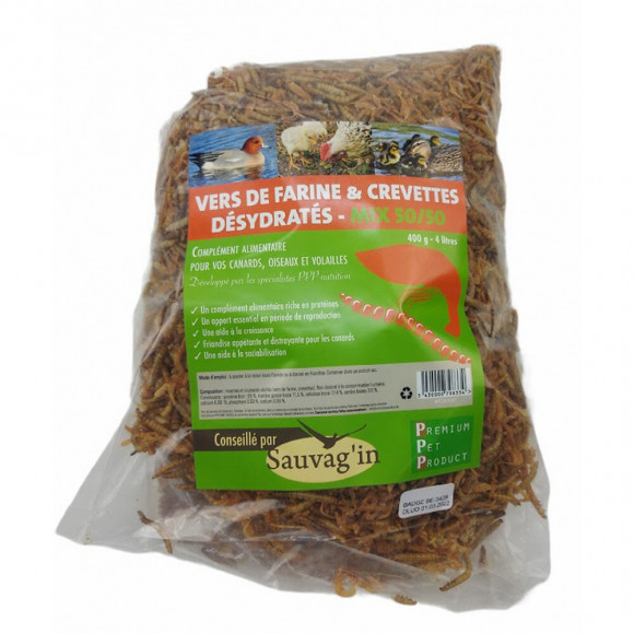 Vers De Farine Et Crevettes Déshydratéées 4 Litres- Complement Alimentaire. - Sauvag'in - Soa-201007